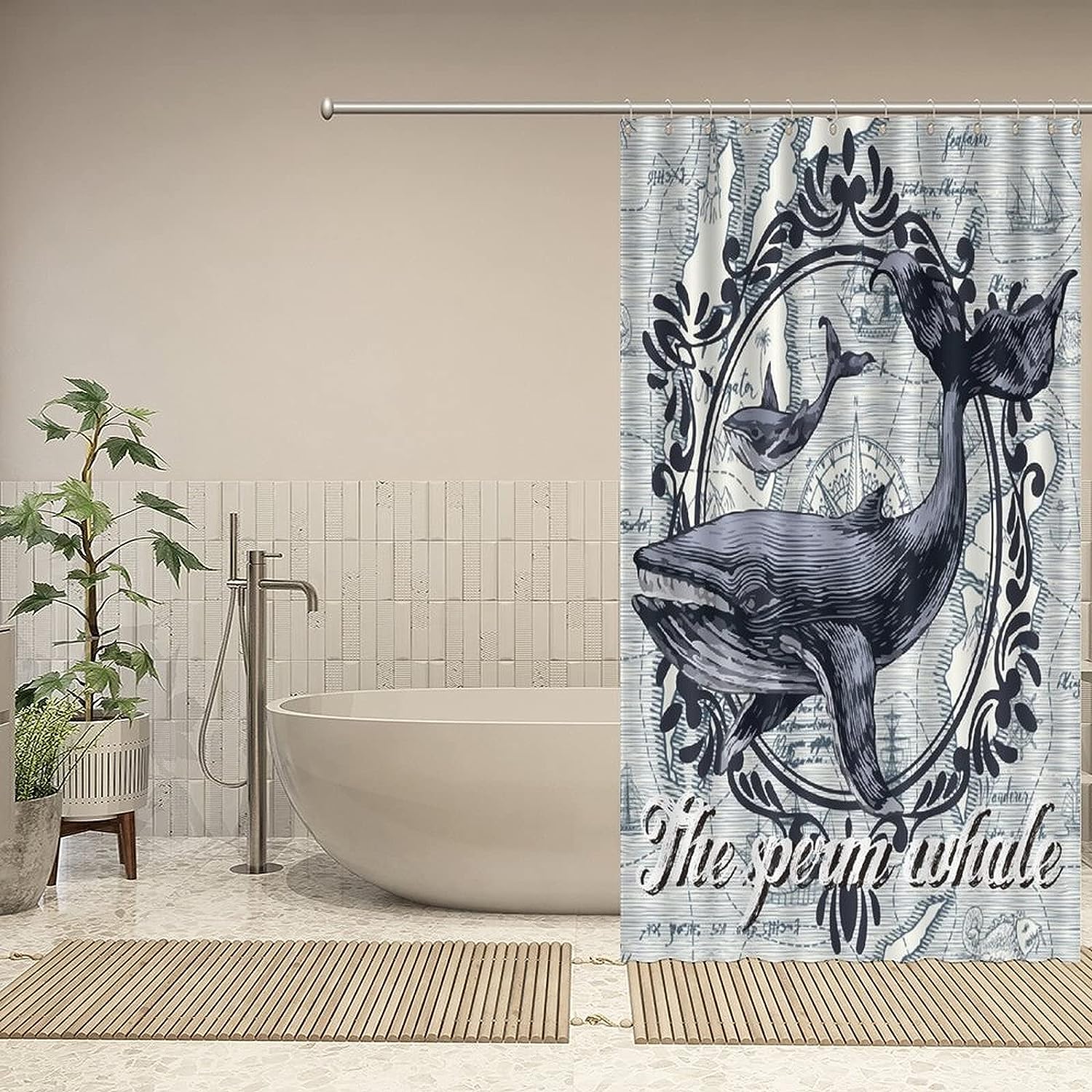 Discover the Wonders of the Ocean with The Sperm Whale Shower Curtain featuring Ocean wildlife Animal by ArogGeld