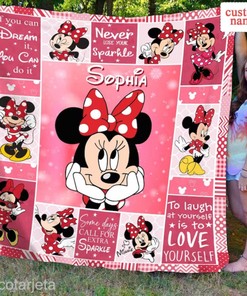 Disney Minnie Mouse Quilt | Minnie Mouse Fleece Blanket | Mickey Mouse Birthday Gifts | Disney Christmas Gift For Kids
