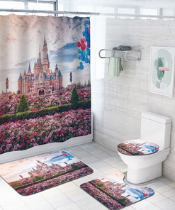 Disneyland Castle Garden 3D Shower Curtain for a Whimsical and Magical Bathroom