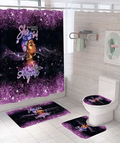 Divine Nature African American Shower Curtain - 4 Piece Set for Bathroom Decor