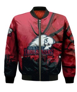 Dixie State Trailblazers Bomber Jacket Basketball Net Grunge Pattern- NCAA