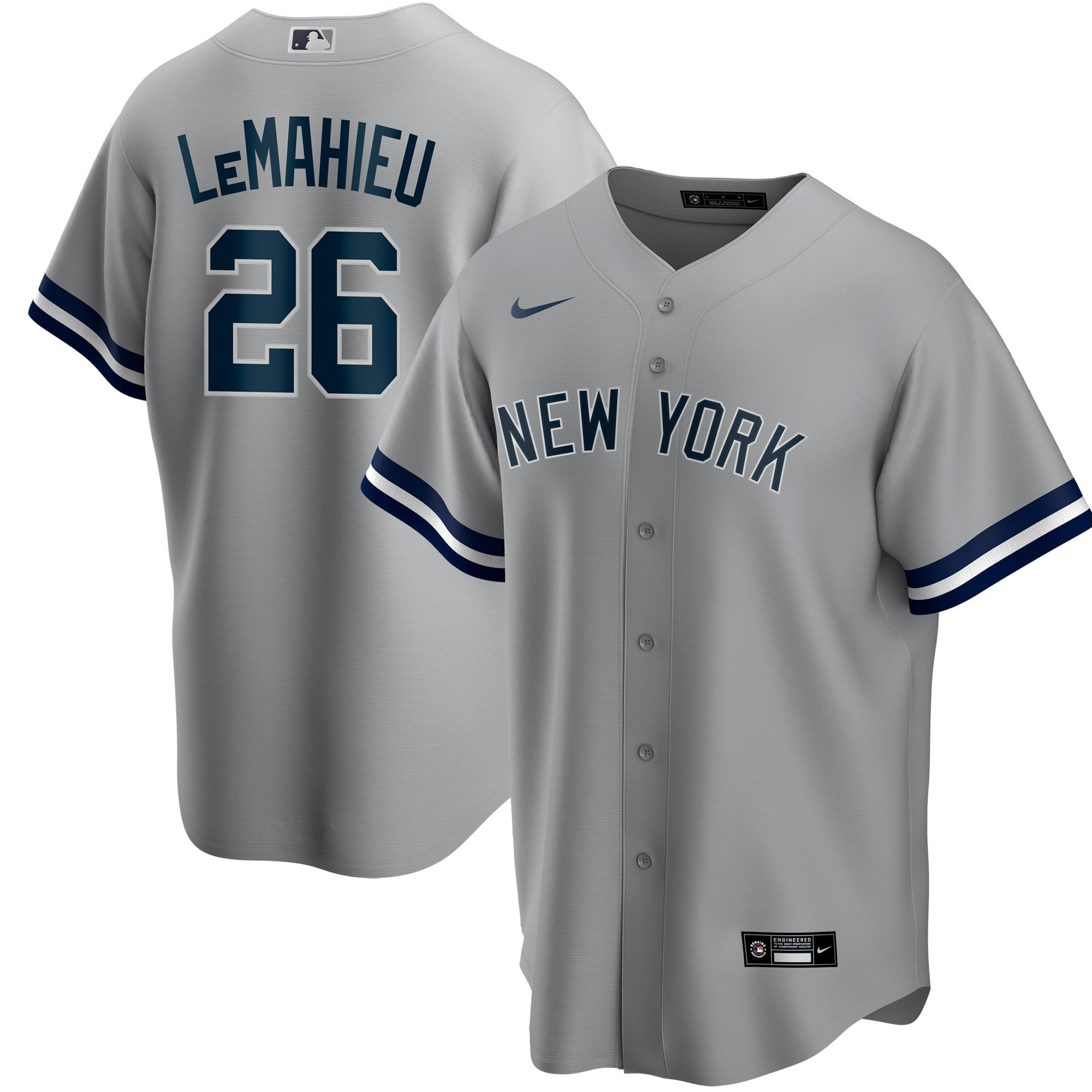 Dj Lemahieu New York Yankees Road Replica Player Jersey - Gray Mlb
