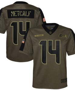 Dk Metcalf Seattle Seahawks 2021 Salute To Service Game Jersey - Olive Nfl