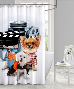 Dog Puppy Film Roll Animal Shower Curtain for a Creative and Unique Bathroom
