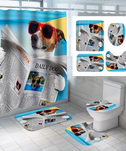 Dogs and Newspapers Shower Curtain for Bathroom Decor
