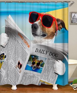 Dogs and Newspapers Shower Curtain for Bathroom Decor