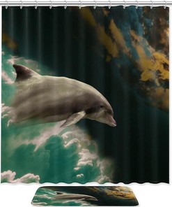 Dolphin Bathroom Shower Curtain - Waterproof Fabric