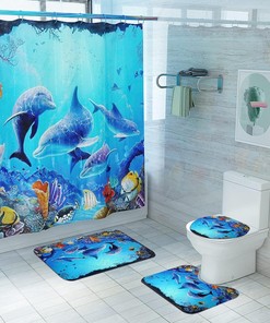 Dolphin Fish Print Waterproof Shower Curtain for a Beachy Bathroom Decor 