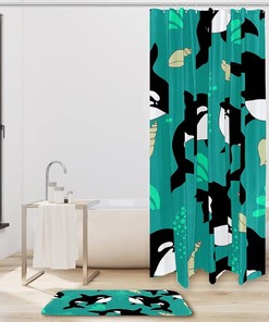 Dolphin Sea Animal Waterproof Shower Curtain for Ocean Bathroom Decor