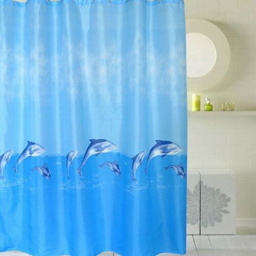 Dolphin Shower Curtain, Blue Design and Fabric Material Bluefink