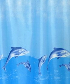 Dolphin Shower Curtain, Blue Design and Fabric Material