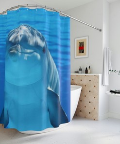 Dolphin Shower Curtain, Playful Blue Design