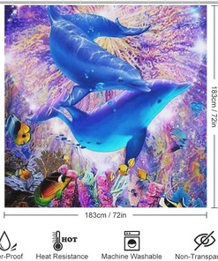 Dolphin Shower Curtain for Beautiful Bathroom Showers and Bathtubs