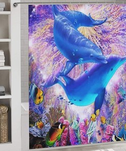Dolphin Shower Curtain for Beautiful Bathroom Showers and Bathtubs
