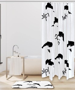Dolphin Silhouette Tubumping Shower Curtain in Waterproof Fabric for Bathroom Decor