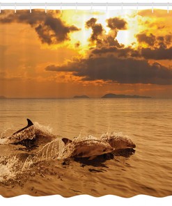 Dolphins Dusk Print Animal Print Shower Curtain for Bathroom