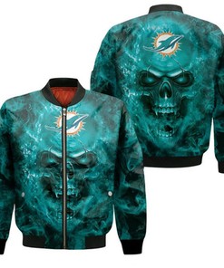 Dolphins Nfl Fans Skull Bomber Jacket Model 1927