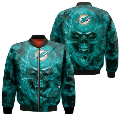 Dolphins Nfl Fans Skull Bomber Jacket Model 1927
