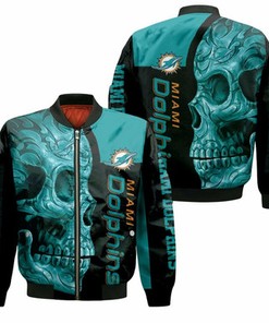Dolphins Nfl Skull 3D Bomber Jacket Model 1931