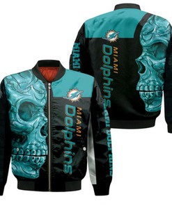 Dolphins Nfl Skull 3D Printed Bomber Jacket Model 1929