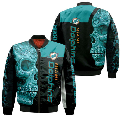 Dolphins Nfl Skull 3D Printed Bomber Jacket Model 1929