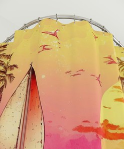 Dolphins Sunset Beach Shower Curtain for Bathroom Decor