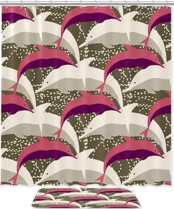 Dolphins Under Water Shower Curtain Durable Waterproof Bath Curtains Bathroom Decor