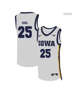 Dom Uhl 25 Iowa Hawkeyes Elite Basketball Youth Jersey - White