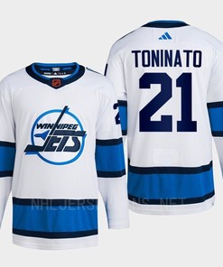 Dominic Toninato 21 Reverse Retro 2.0 2022 Winnipeg Jets White Jersey Primegreen