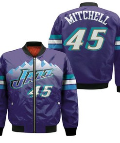 Donovan Mitchell Utah Jazz Purple Jersey Inspired Style Bomber Jacket
