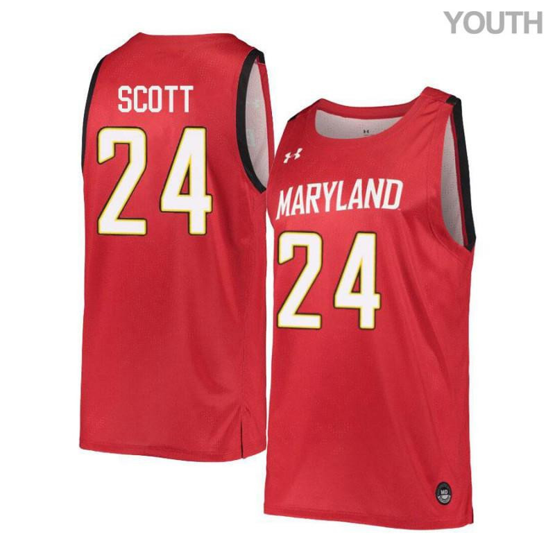 Donta Scott 24 Maryland Terrapins Retro Basketball Youth Jersey - Red