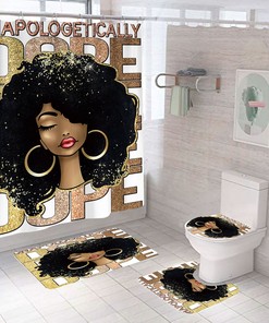 Dope Melanin African American Shower Curtain - 4 Piece Set for Bathroom Decor