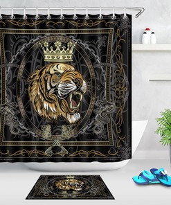 Dragon Angry Tiger Face Shower Curtain with Waterproof Fabric | Bathroom Decor