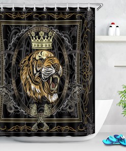 Dragon Angry Tiger Face Shower Curtain with Waterproof Fabric | Bathroom Decor