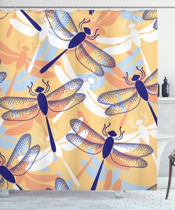 Dragonfly Pattern Boho Animal Print Shower Curtain for Bathroom