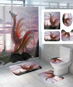 Dragons Feather Animal Print Shower Curtain for a Mythical Bathroom