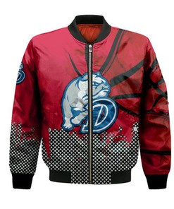 Drake Bulldogs Bomber Jacket Basketball Net Grunge Pattern- NCAA