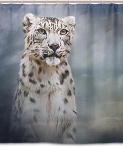 Drawing Snow Leopard Shower Curtain for Artistic Bathroom Decor