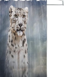 Drawing Snow Leopard Shower Curtain for Artistic Bathroom Decor