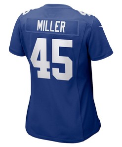 Dre Miller 45 New York Giants Women's Home Game Player Jersey - Royal