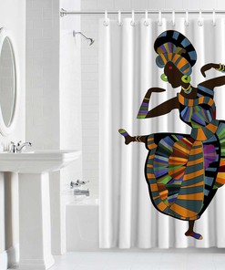 Dream Catcher Flowers African American Black Girl Shower Curtain for Boho and Chic Bathroom Decor