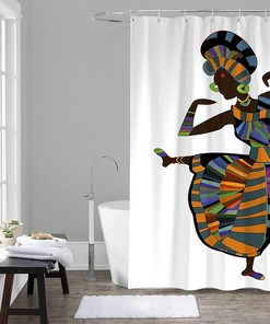 Dream Catcher Flowers African American Black Girl Shower Curtain for Boho and Chic Bathroom Decor