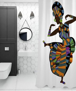 Dream Catcher Flowers African American Black Girl Shower Curtain for Boho and Chic Bathroom Decor