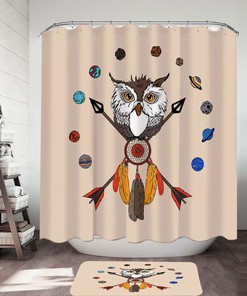 Dream Catcher Owl Shower Curtain - Arrows Design Native American Bathroom Decor