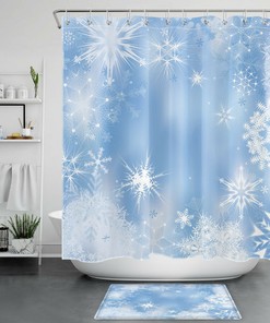 Dream Snowflake Ice Crystal Christmas Shower Curtain for a Festive Bathroom Accessory