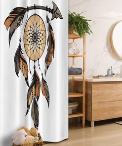 Dreamcatcher Feathers Cloth Fabric Stall Shower Curtain, Bohemian Bathroom Decor