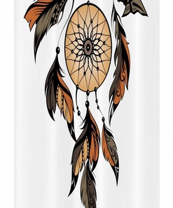 Dreamcatcher Feathers Cloth Fabric Stall Shower Curtain, Bohemian Bathroom Decor