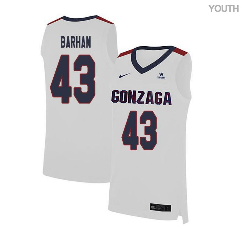 Drew Barham 43 Gonzaga Bulldogs Elite Basketball Jersey - White