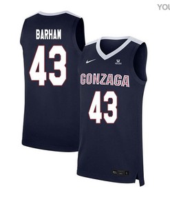 Drew Barham 43 Gonzaga Bulldogs Elite Basketball Youth Jersey - Navy