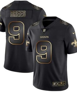 Drew Brees #9 New Orleans Saints Nfl Explosion Legendary Gold Black Jersey